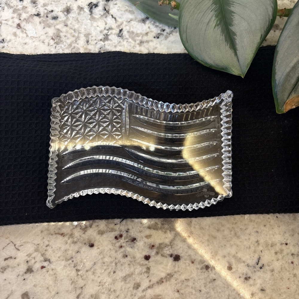 Stately Waterford Crystal Patriotic American Flag Paperweight Timeless Americana